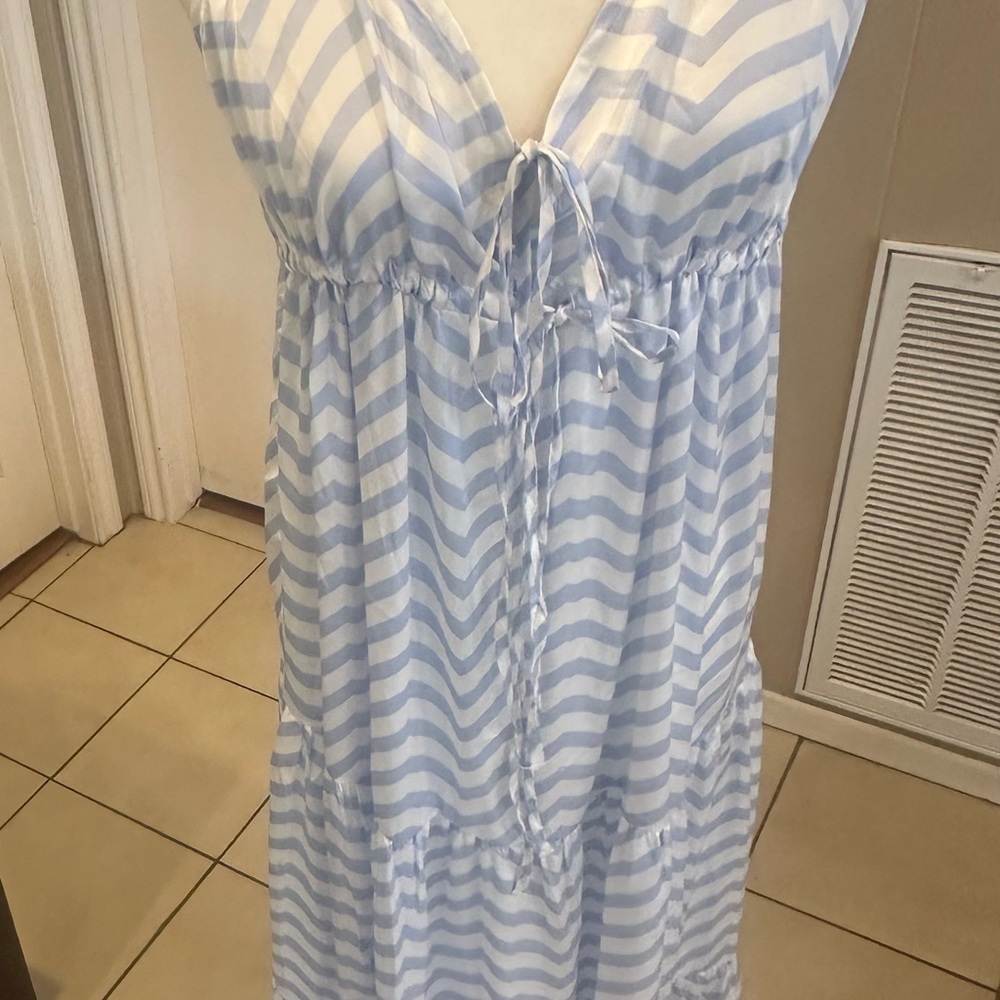 Blue and White Striped Women's Maxi dress by asos